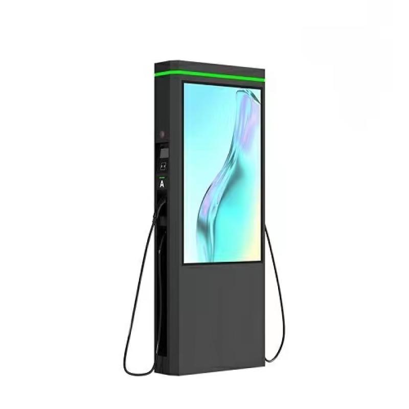 2*11KW AC EV Charger with 55 Inch Advertising IPS Screen 